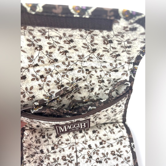 Vintage Y2K Maggi B Paisley Earth‎ Toned Quilted Trifold Crossbody Purse Wallet - Picture 9 of 14